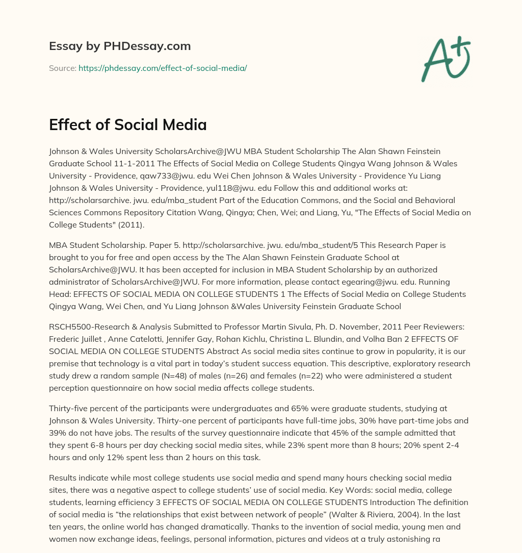 Effect of Social Media essay