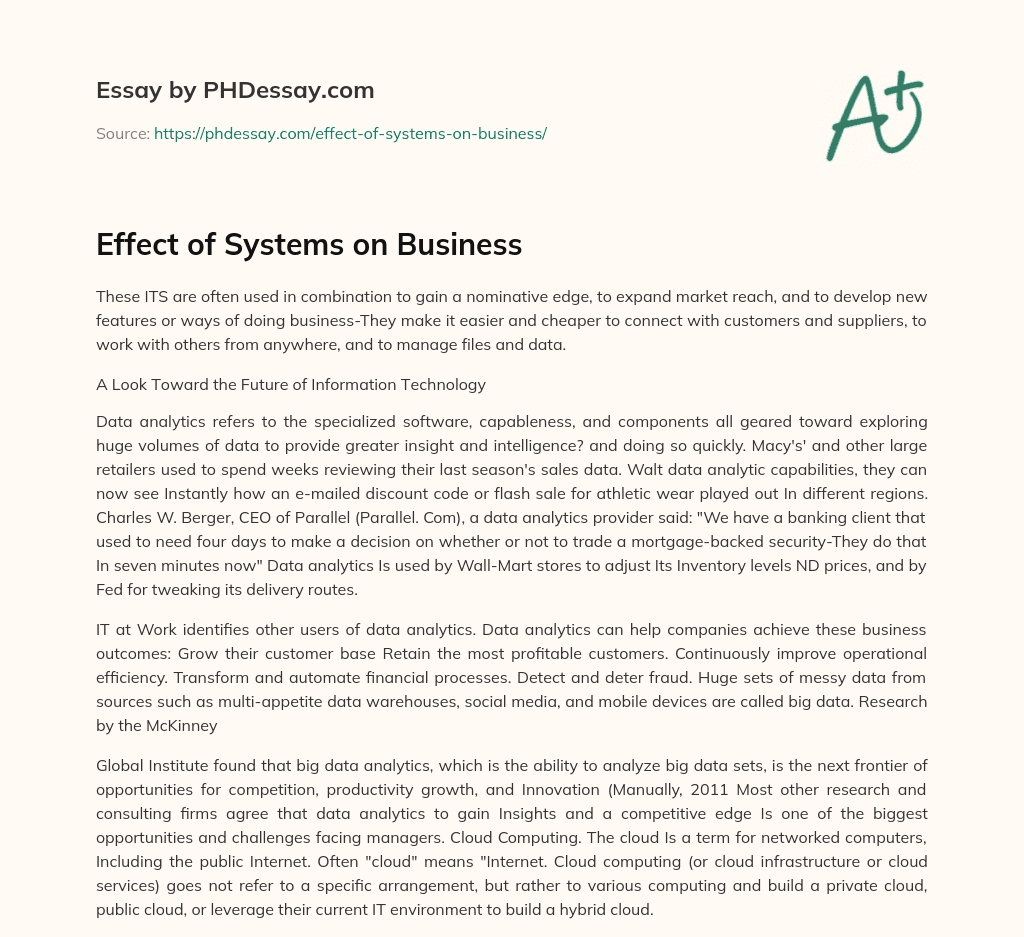 Effect of Systems on Business essay