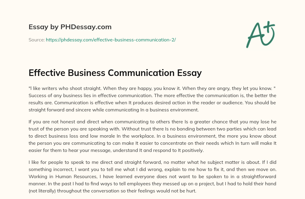 essay on importance of business communication