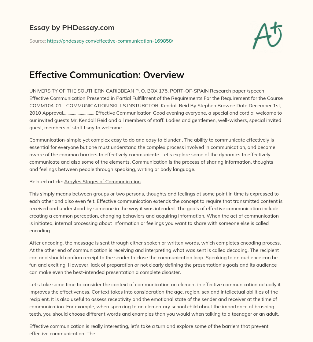 Effective Communication: Overview essay