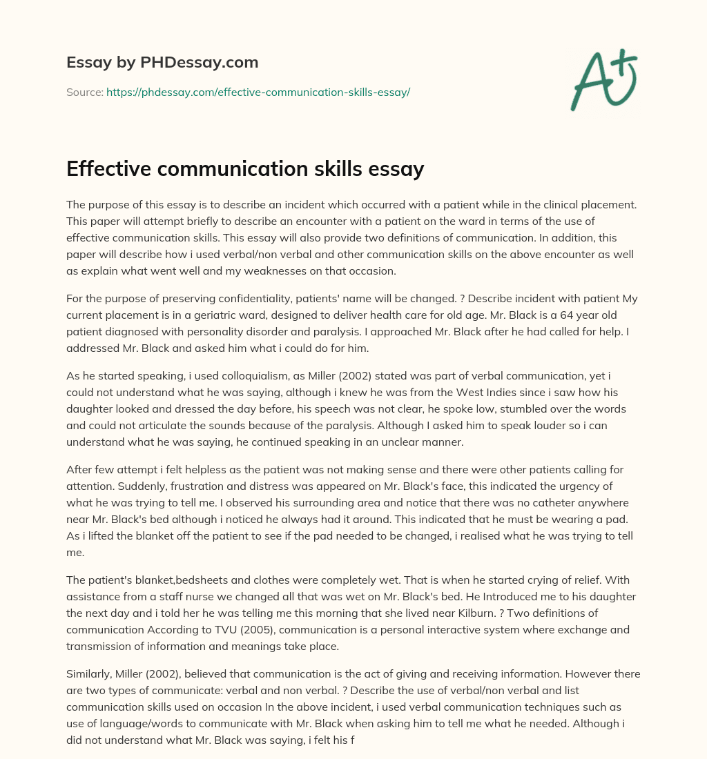 communication skills at work essay