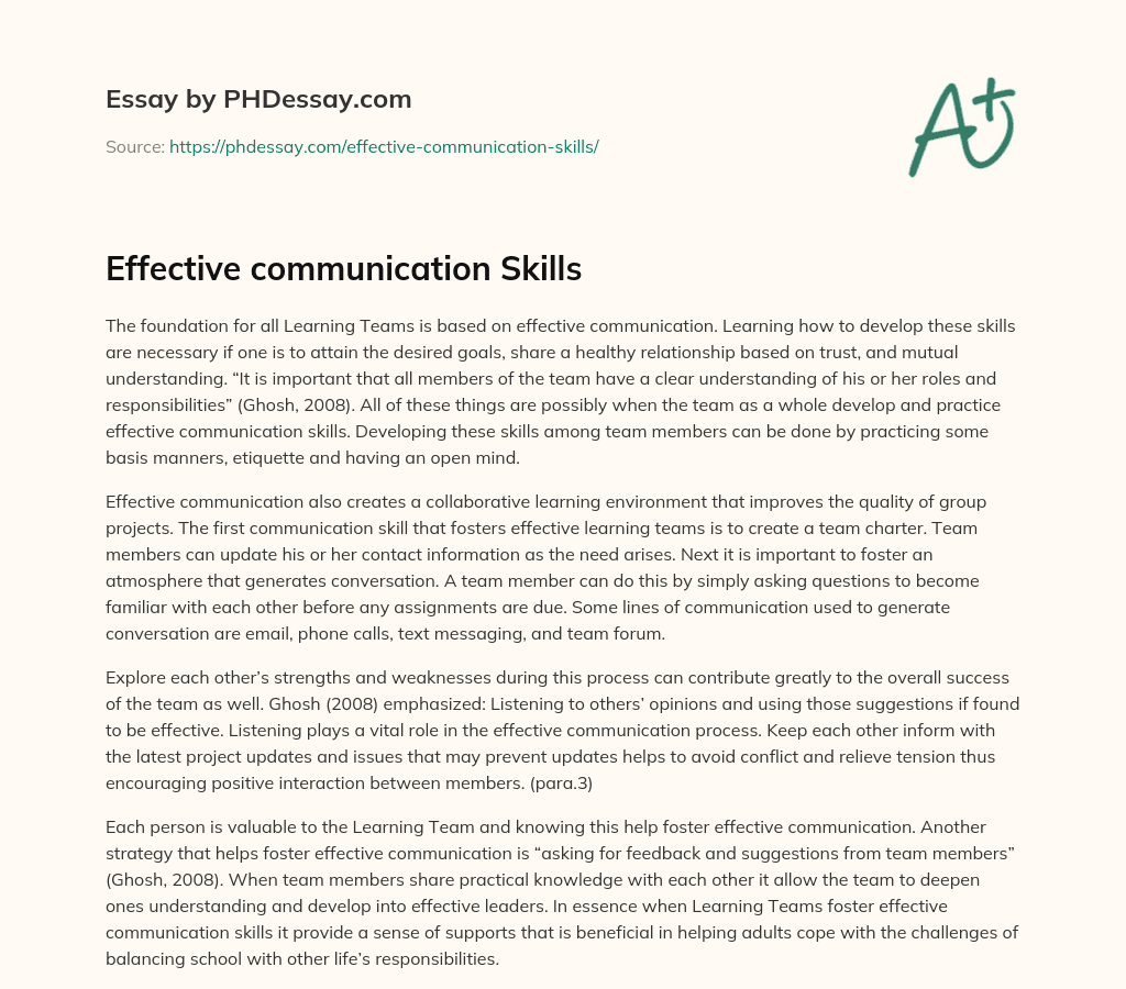 Effective communication Skills essay