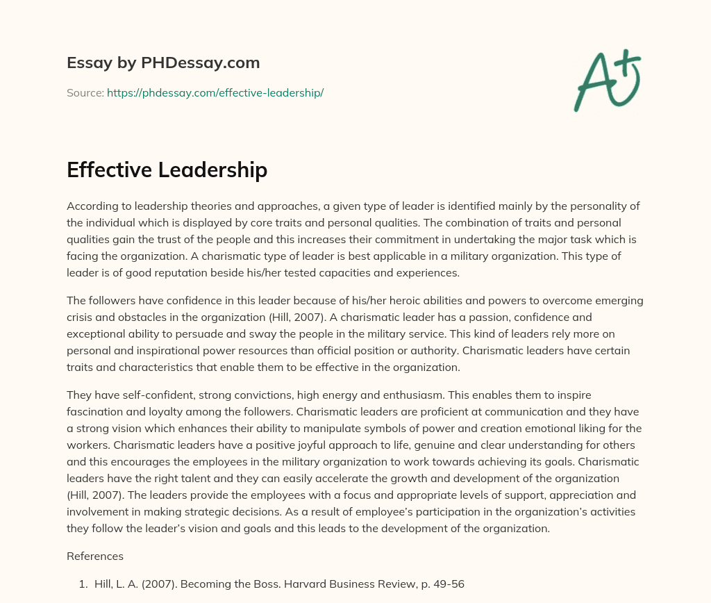 effective leadership definition essay