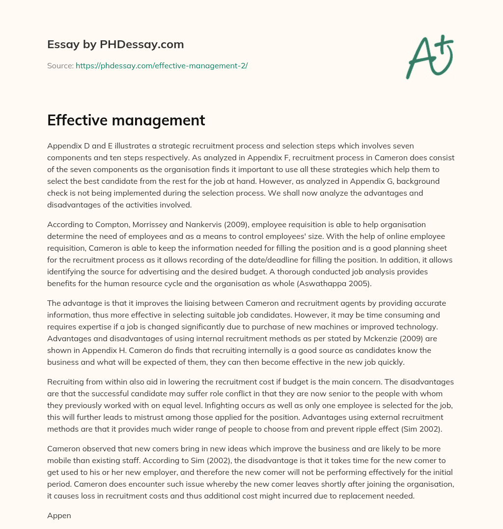 Effective management essay
