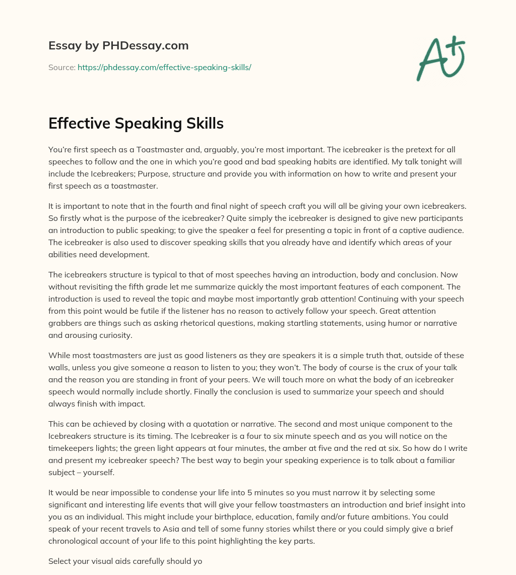 effective speaking essay