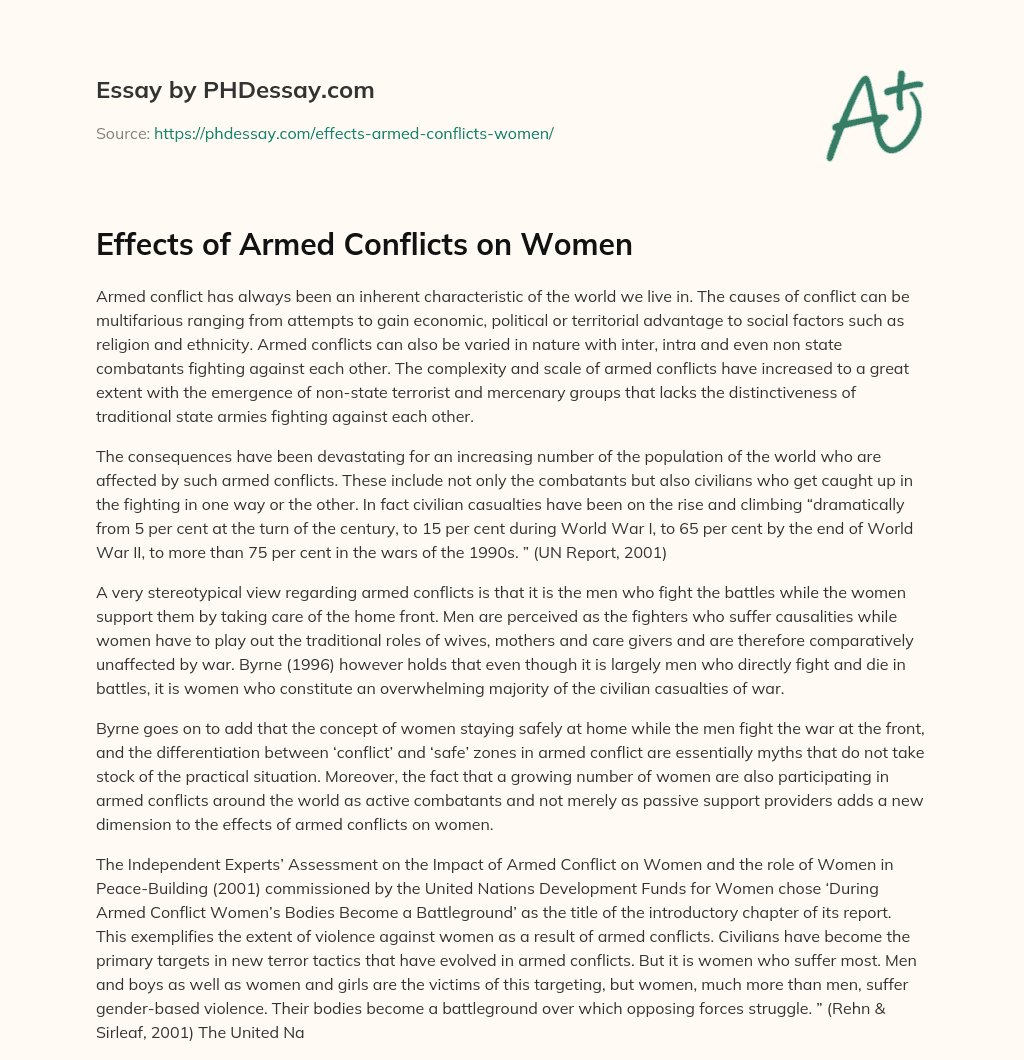 Effects of Armed Conflicts on Women essay