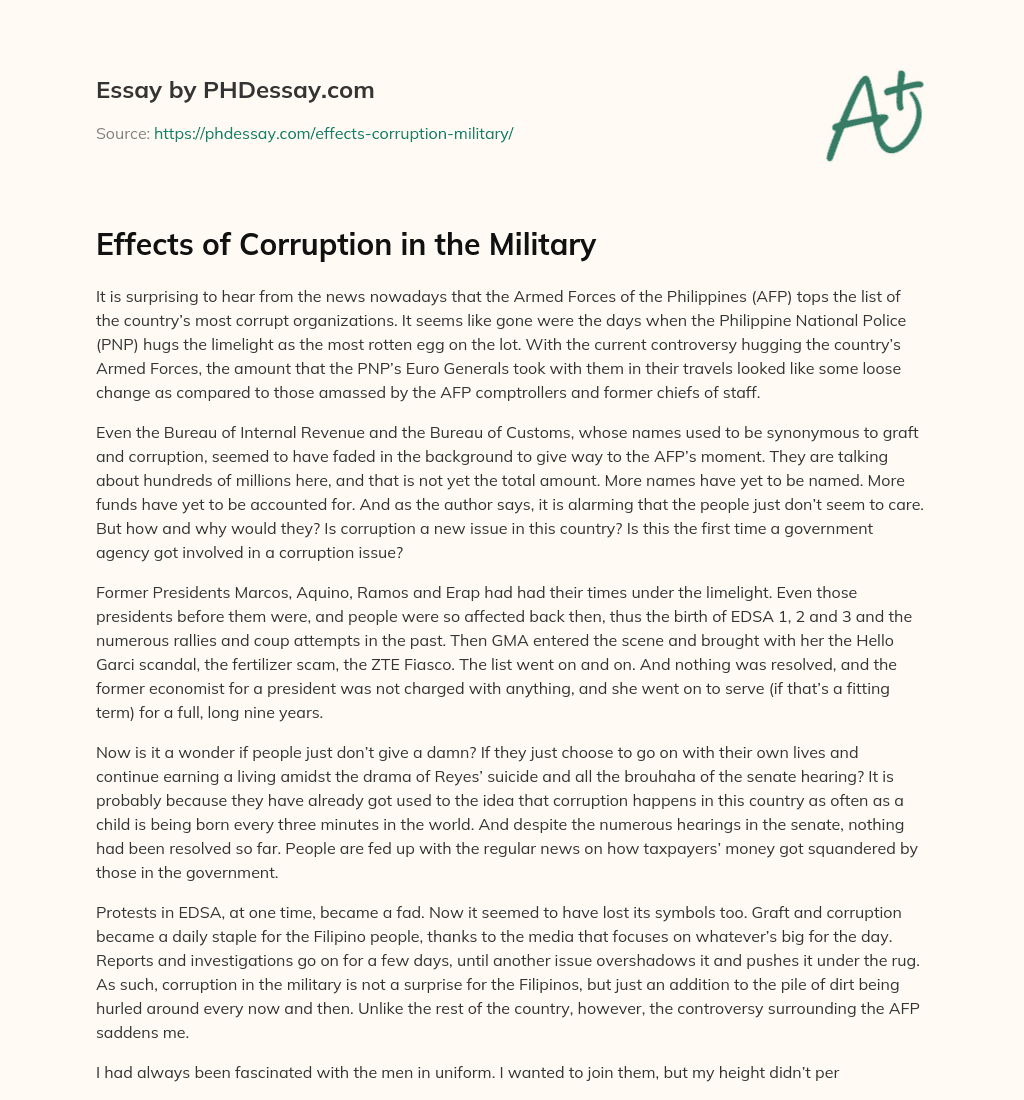 Effects of Corruption in the Military essay