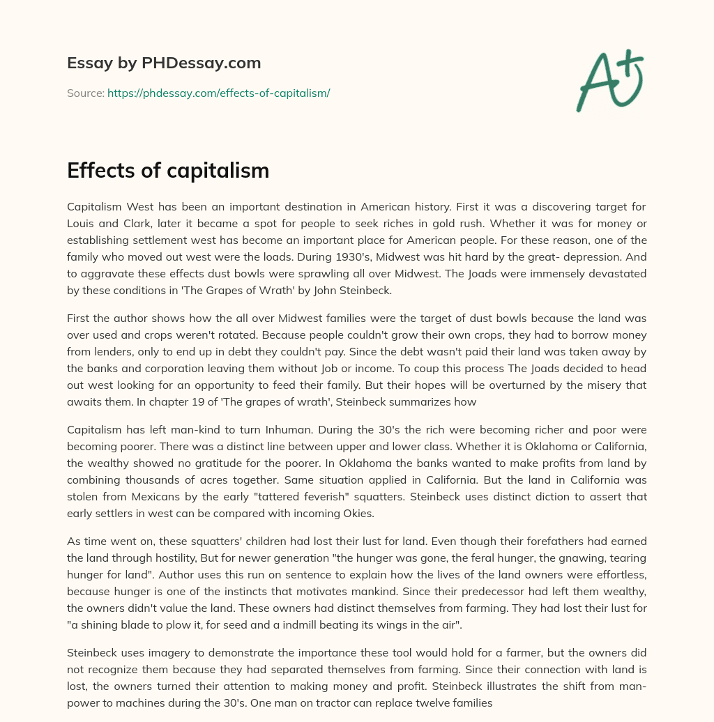 Effects of capitalism essay