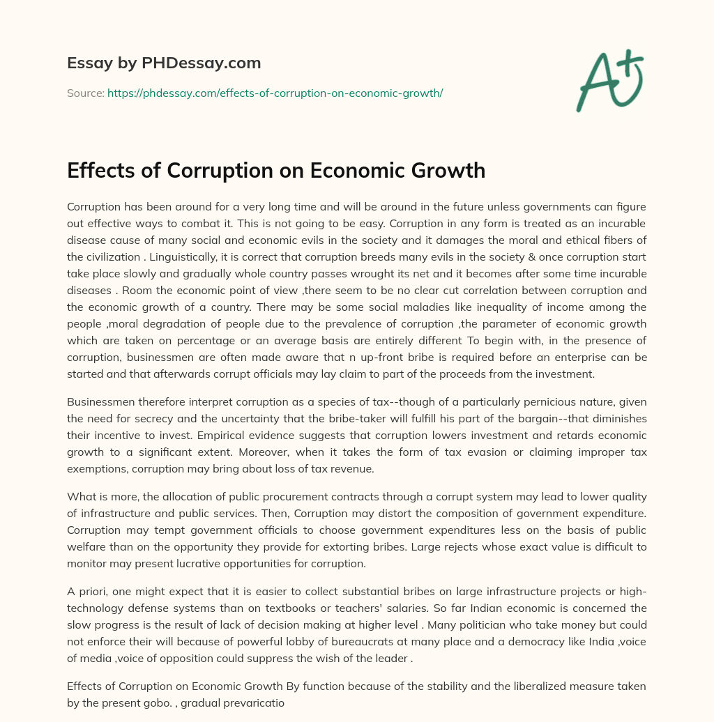 impact of corruption on economic growth css essay