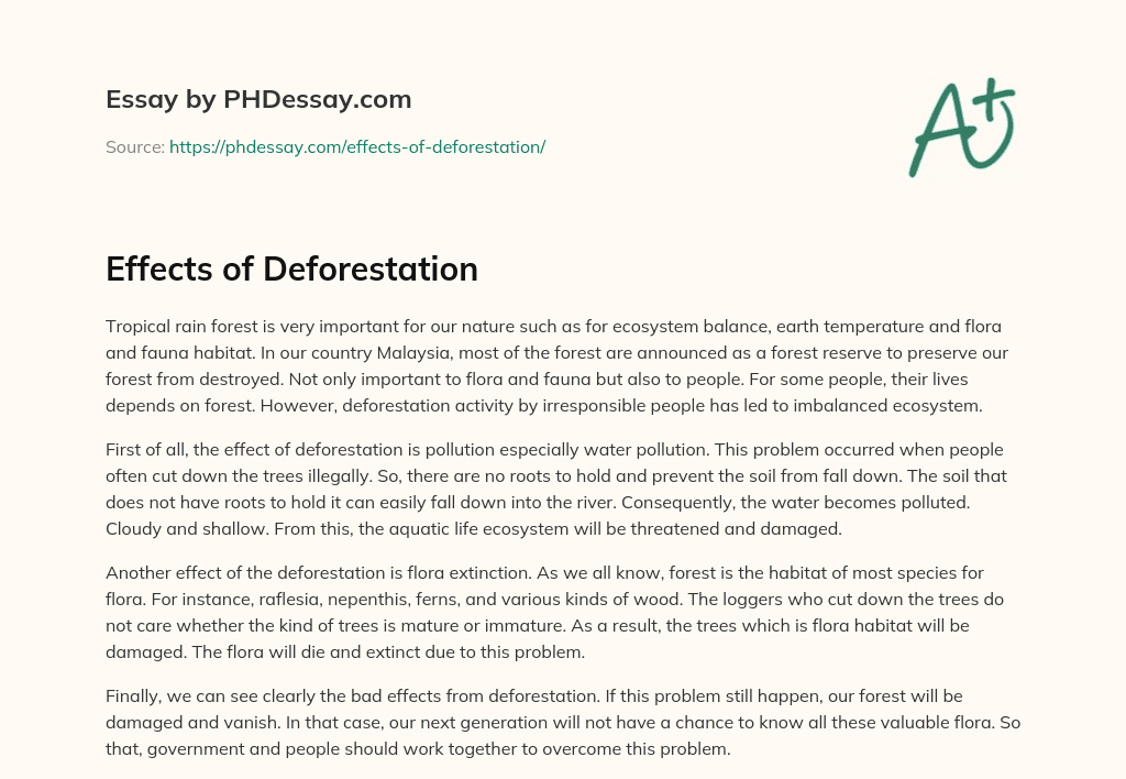 essay on deforestation 300 words