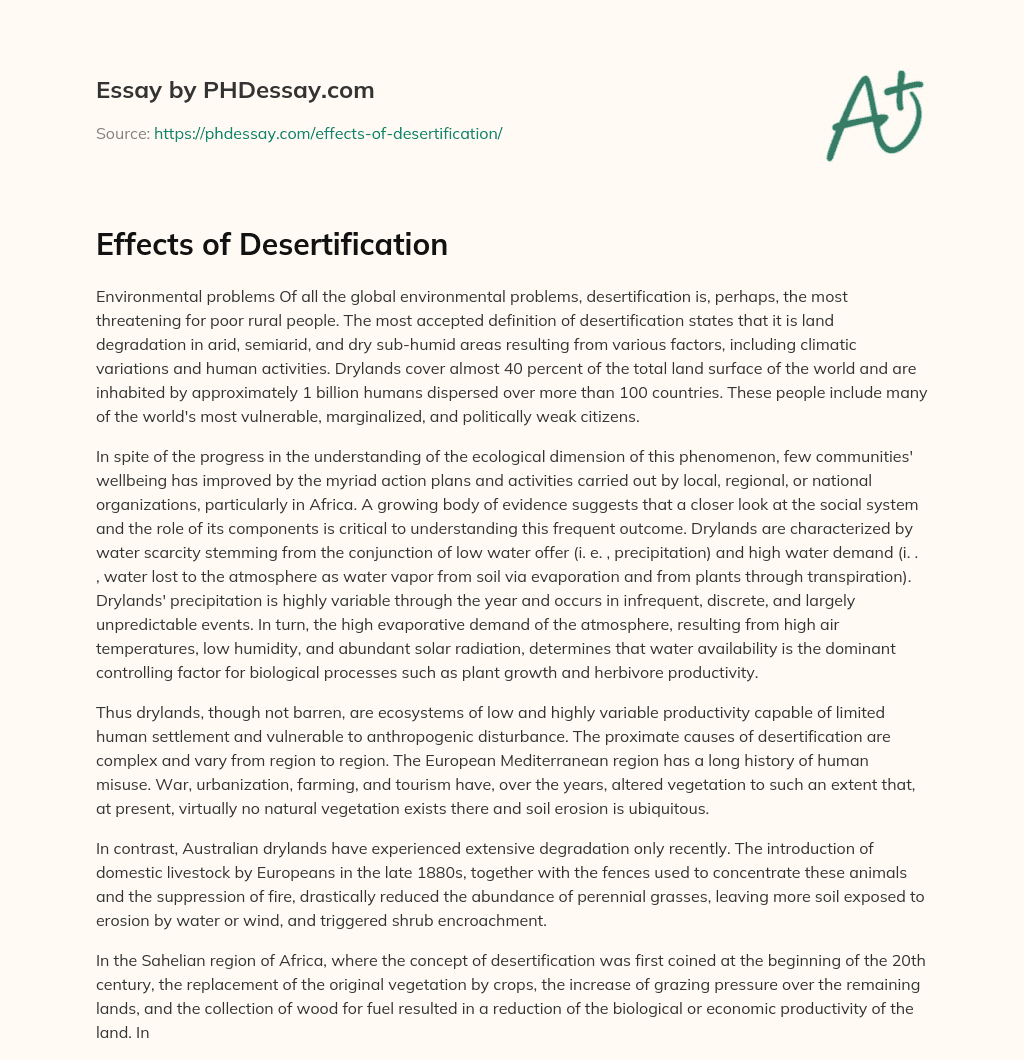 essay of drought and desertification