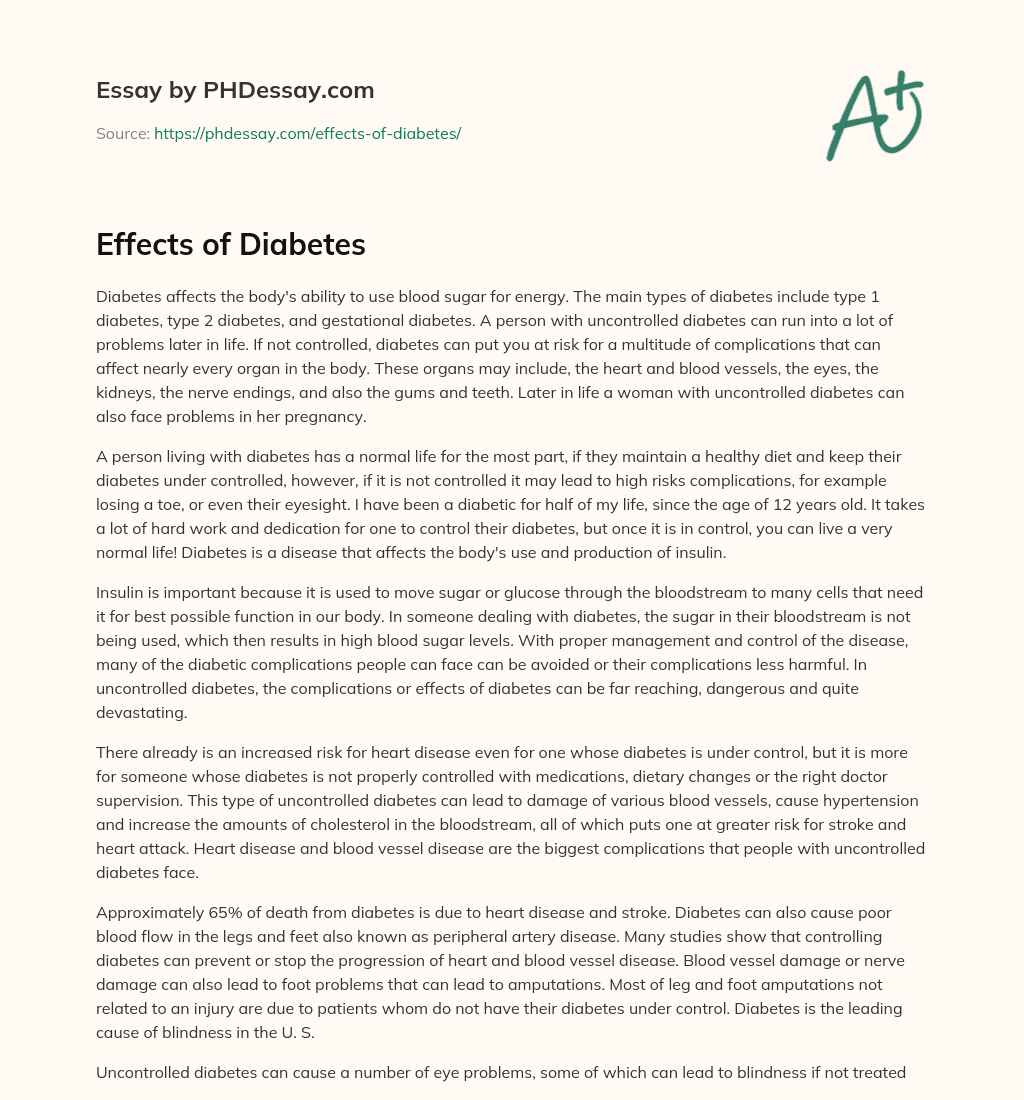 Effects of Diabetes essay