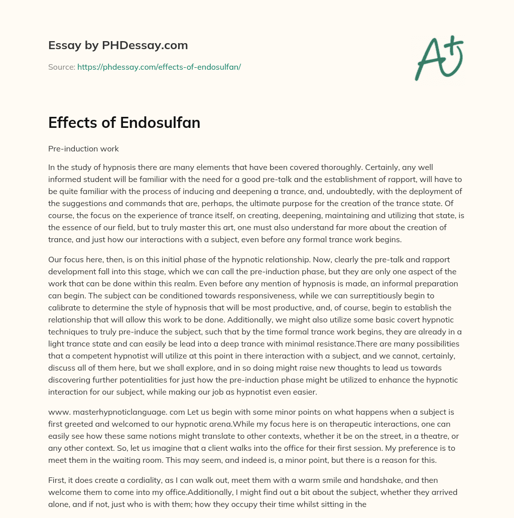 Effects of Endosulfan essay