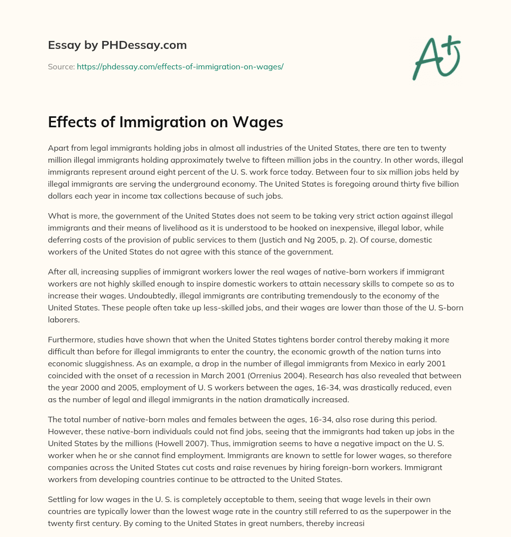 Effects of Immigration on Wages essay