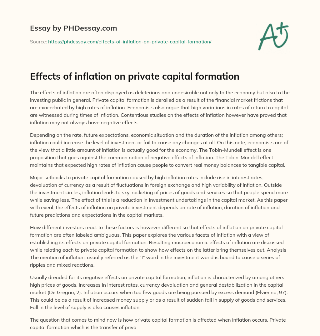 Effects of inflation on private capital formation essay