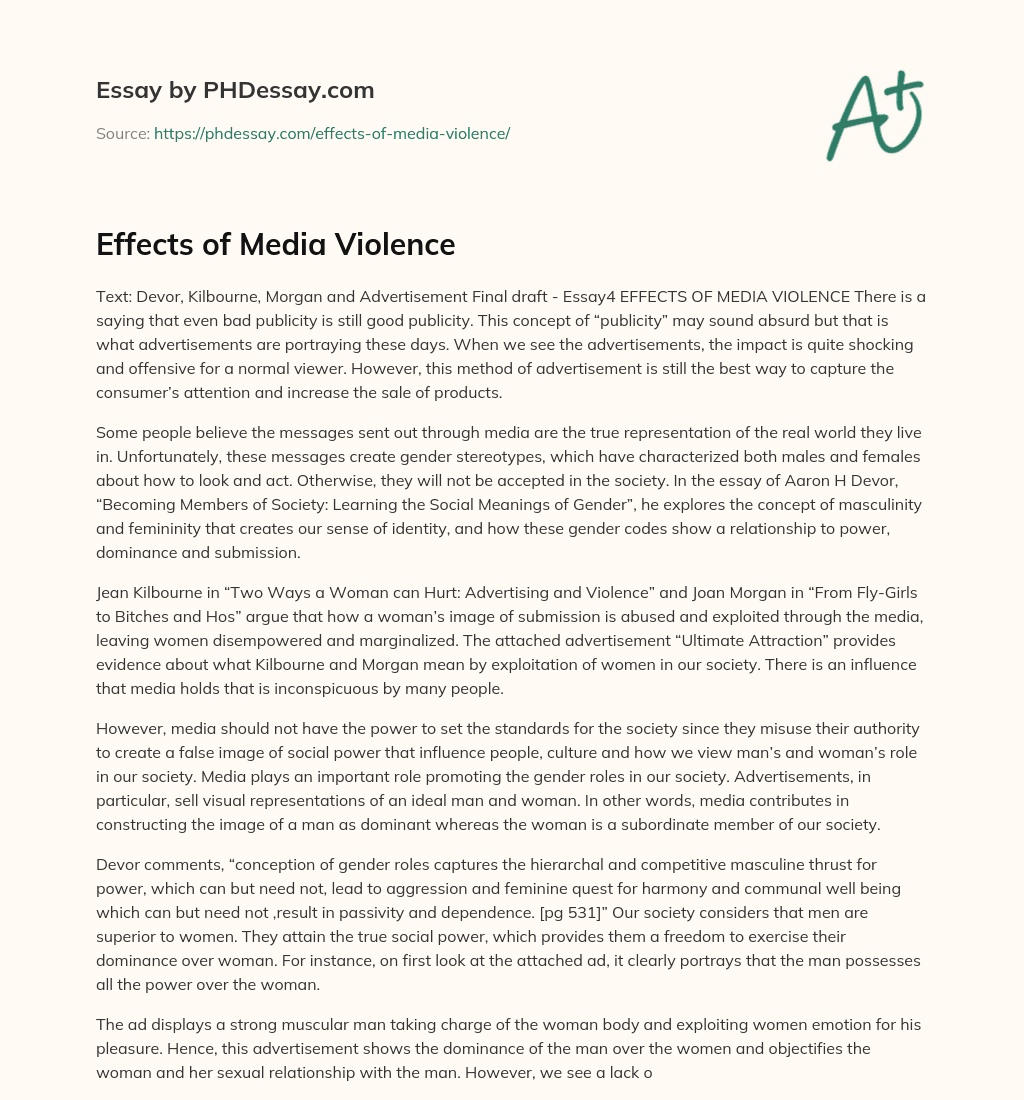 Effects of Media Violence essay