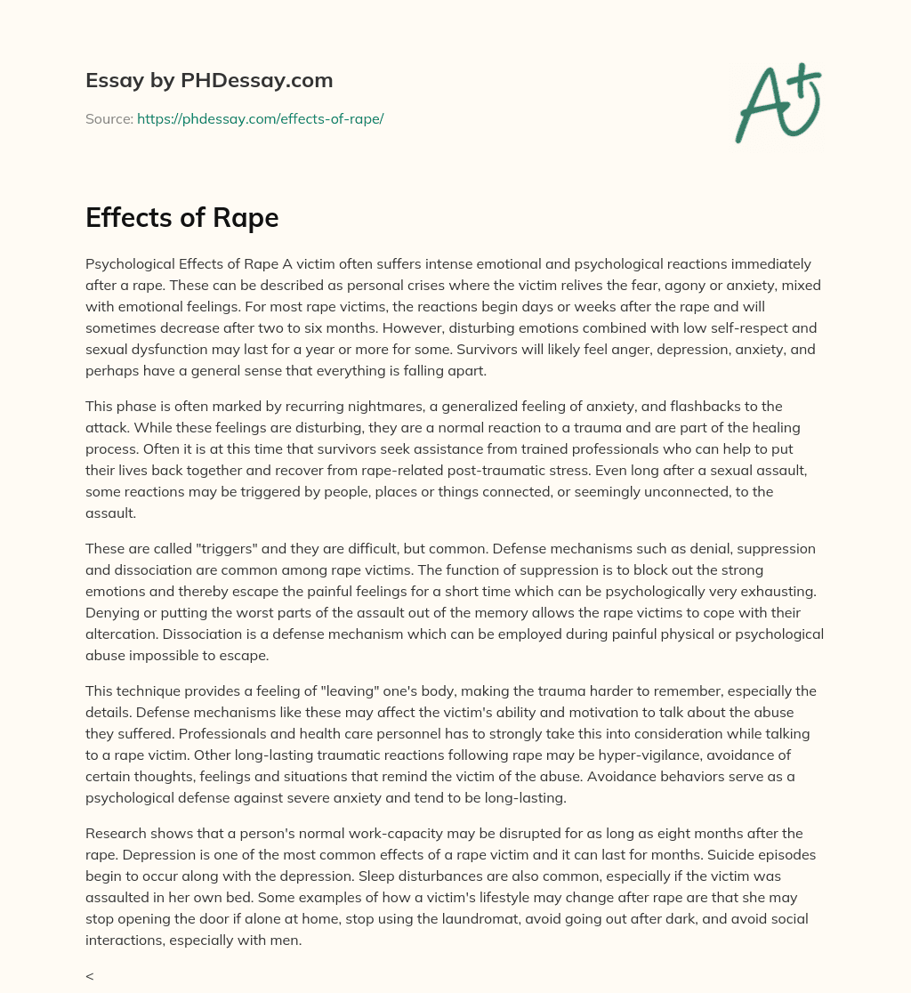 Effects of Rape essay