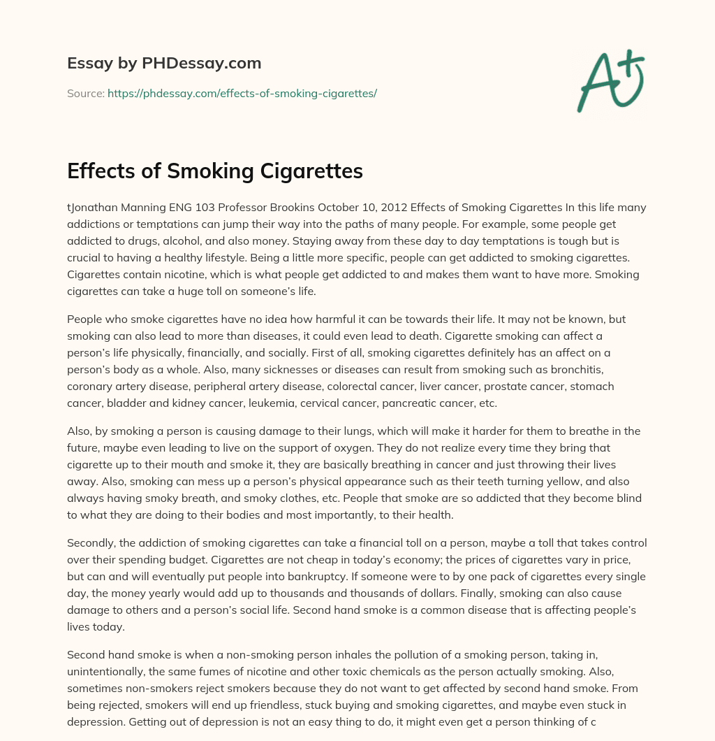 the effects of smoking cigarettes essay