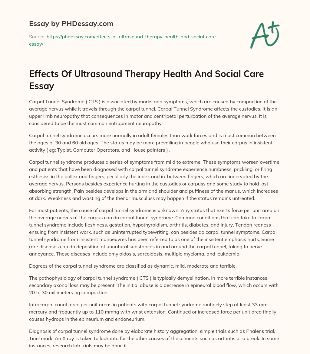 Effects Of Ultrasound Therapy Health And Social Care Essay essay
