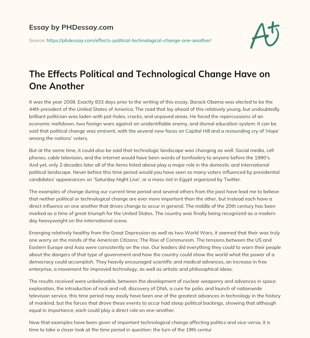 The Effects Political and Technological Change Have on One Another essay