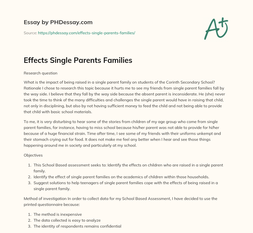 single parent argumentative essay