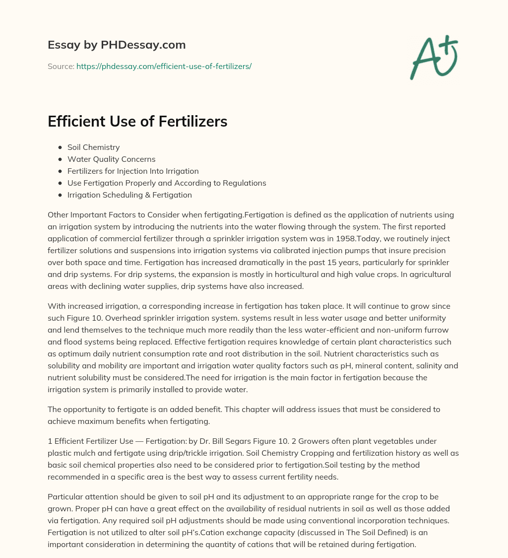 Efficient Use of Fertilizers essay