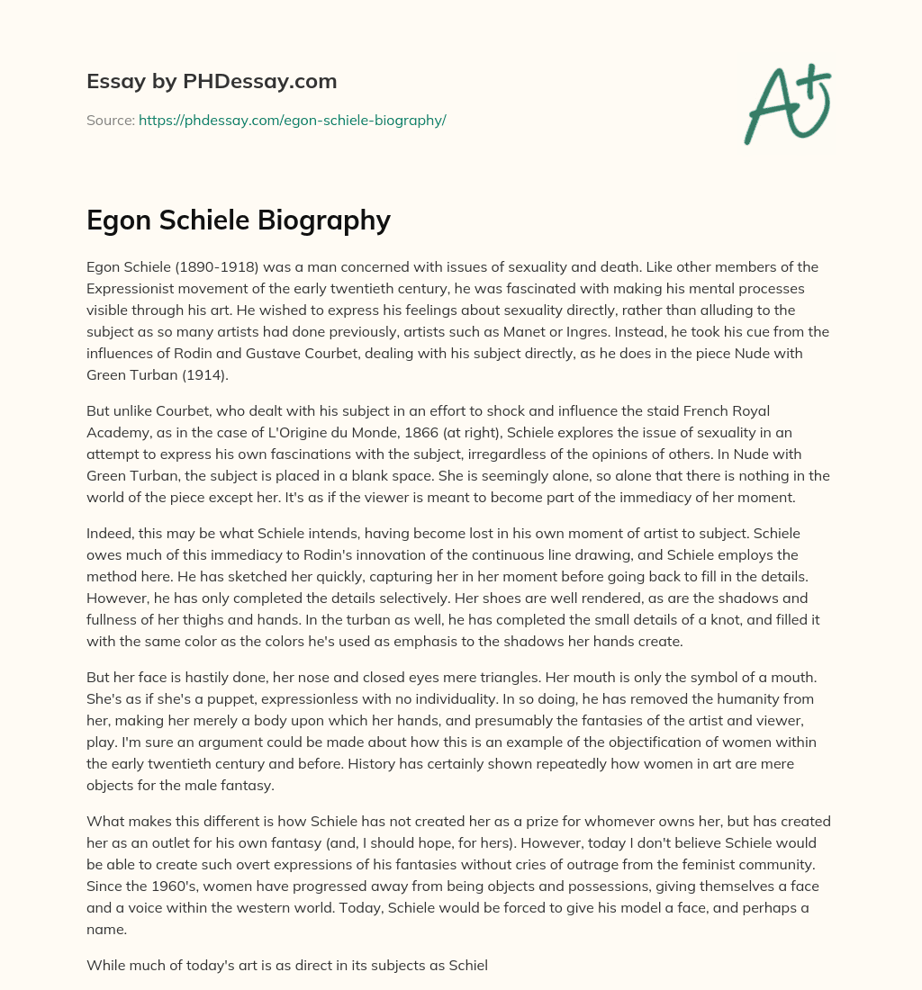 Egon Schiele Biography essay