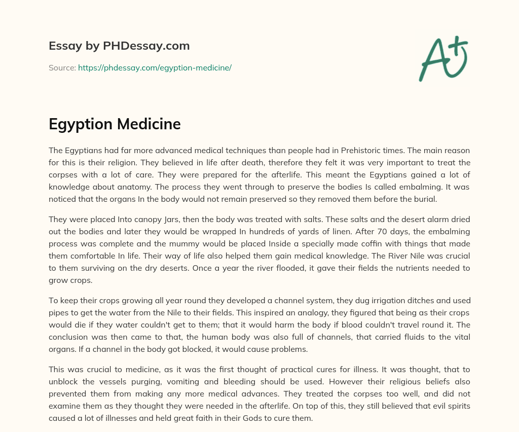 Egyption Medicine essay