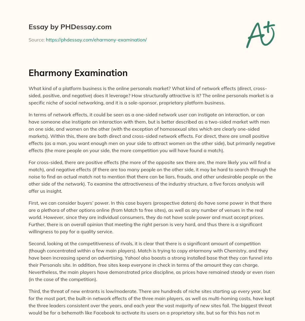 Eharmony Examination essay