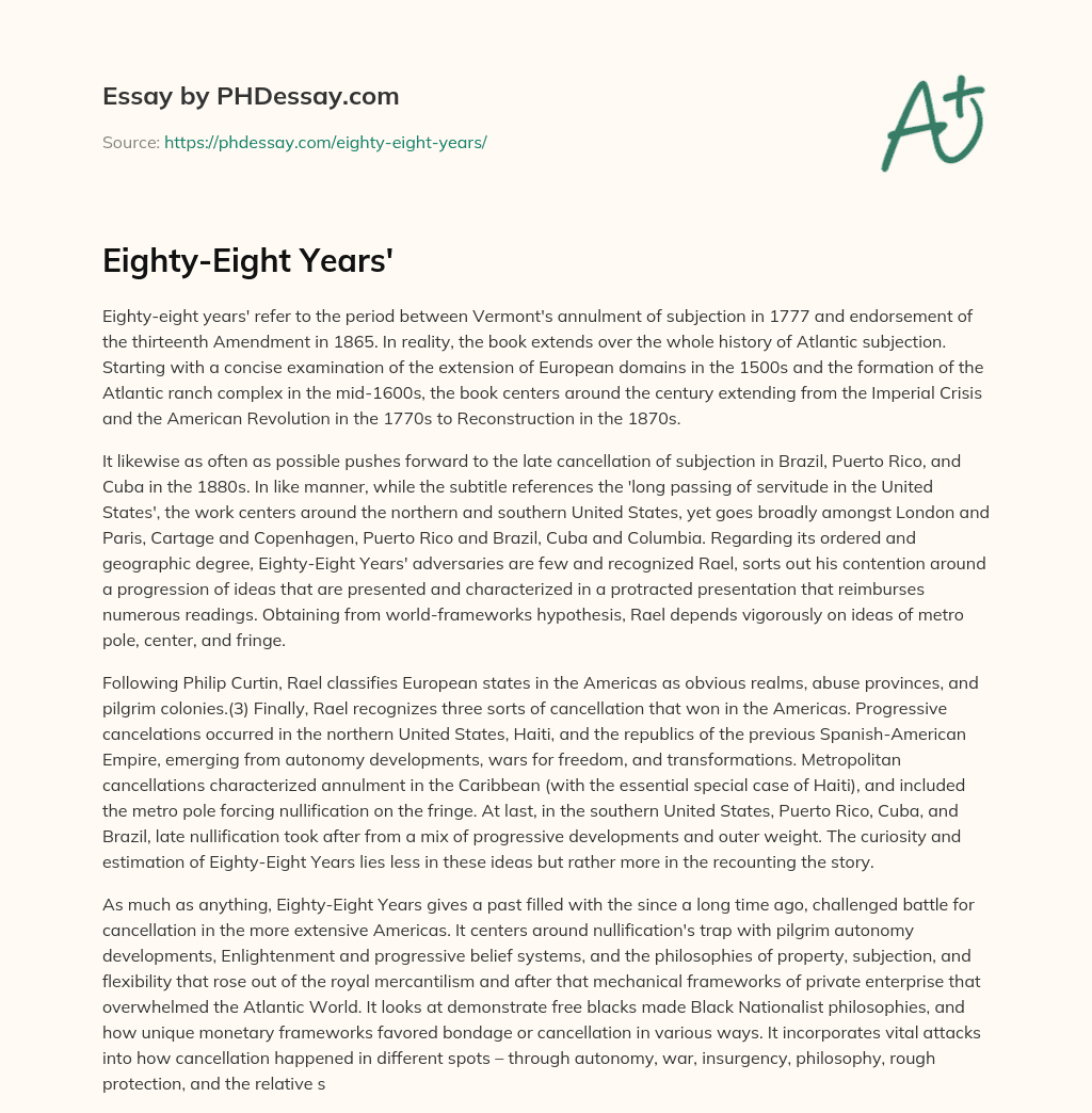 Eighty-Eight Years’ essay