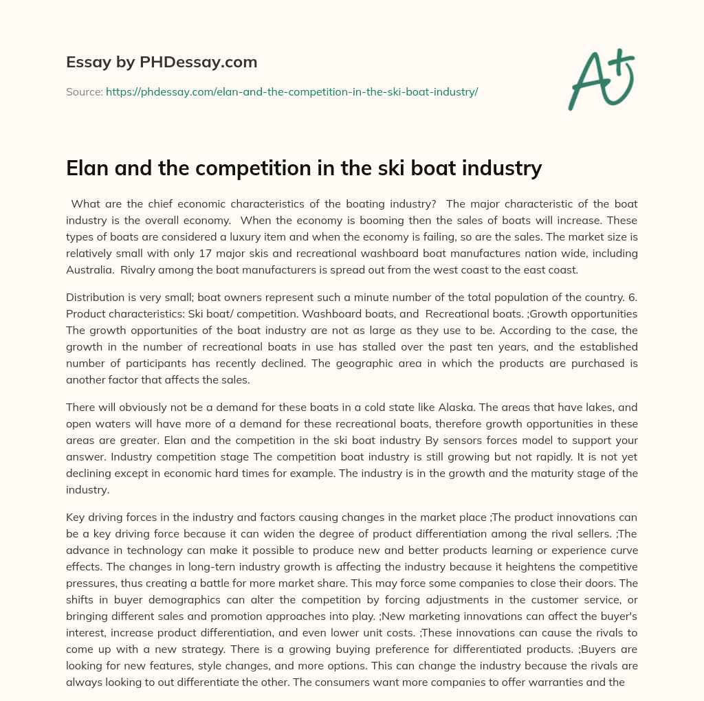Elan and the competition in the ski boat industry essay