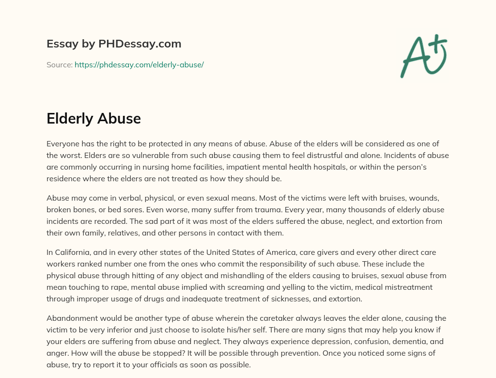 Elderly Abuse essay