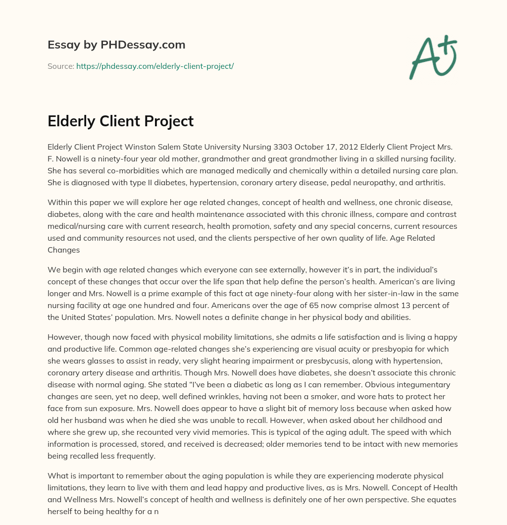 Elderly Client Project essay