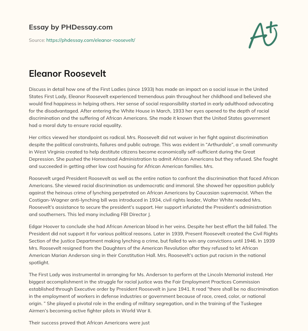 Eleanor Roosevelt essay