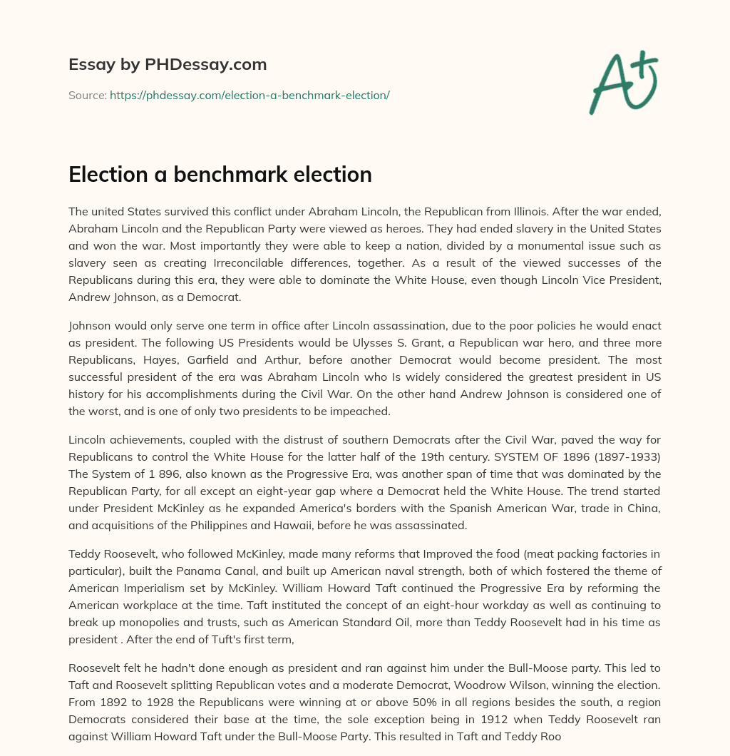 Election a benchmark election essay