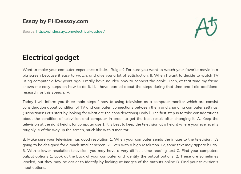Electrical gadget essay