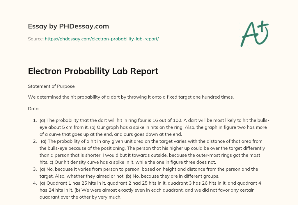 Electron Probability Lab Report essay