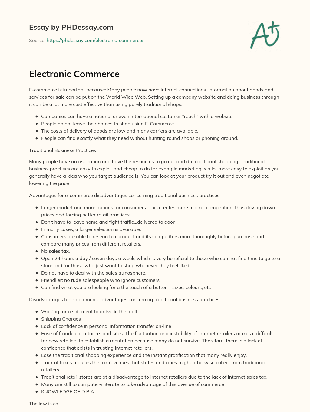 Electronic Commerce essay
