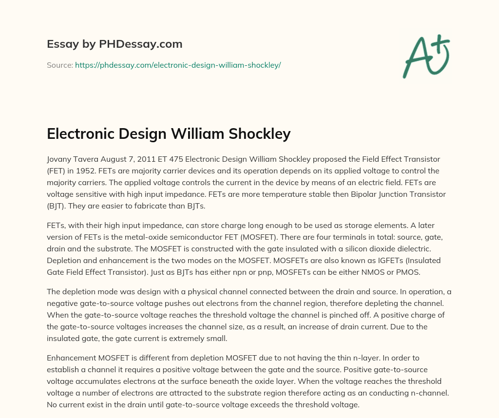Electronic Design William Shockley essay