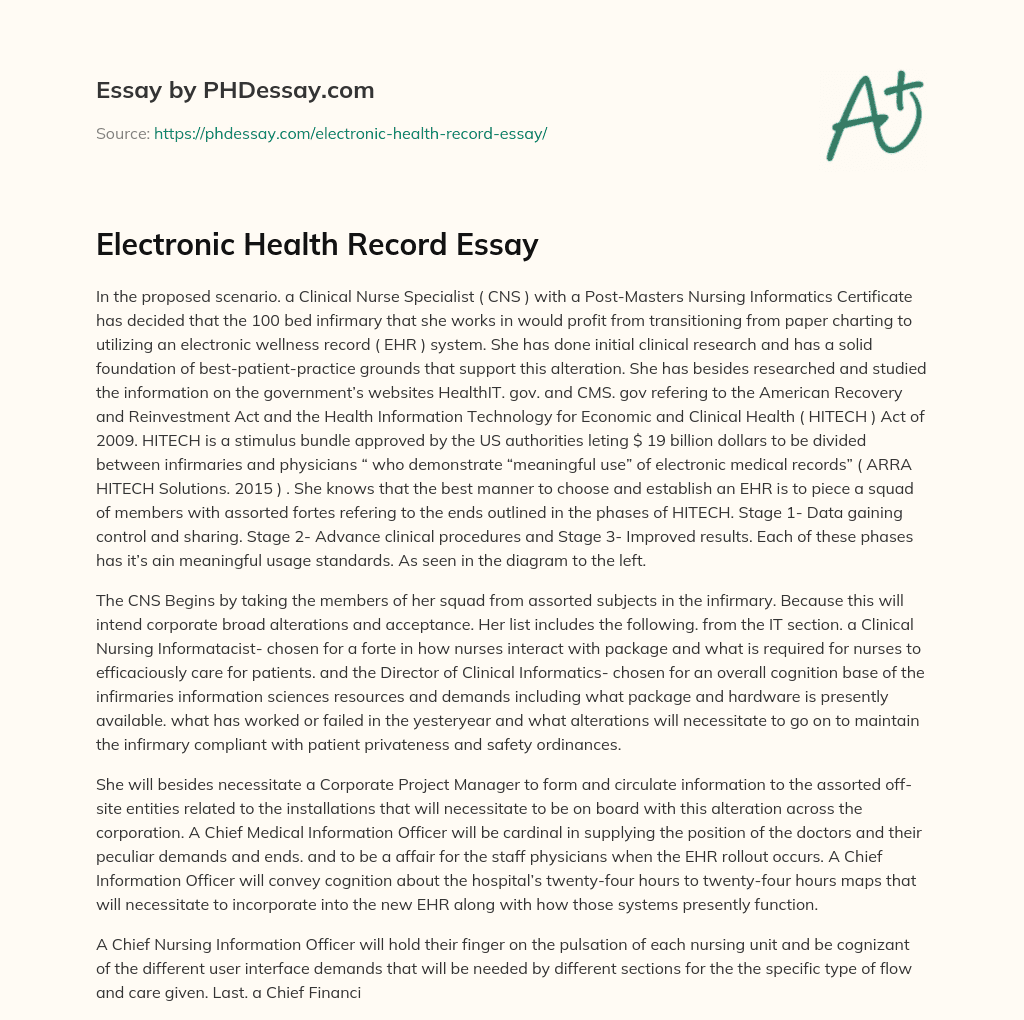 Electronic Health Record Essay essay