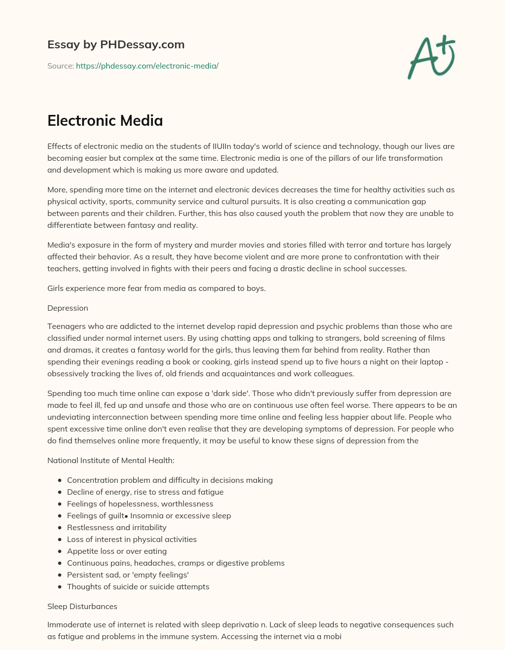 Electronic Media - PHDessay.com