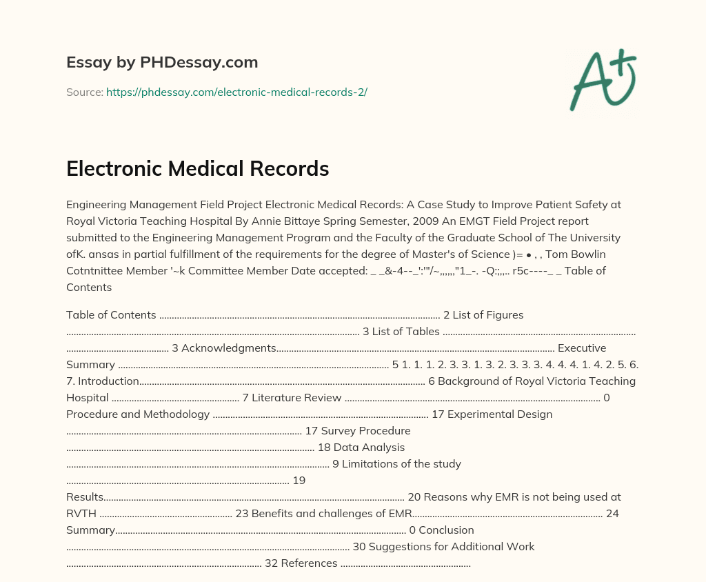 Electronic Medical Records essay