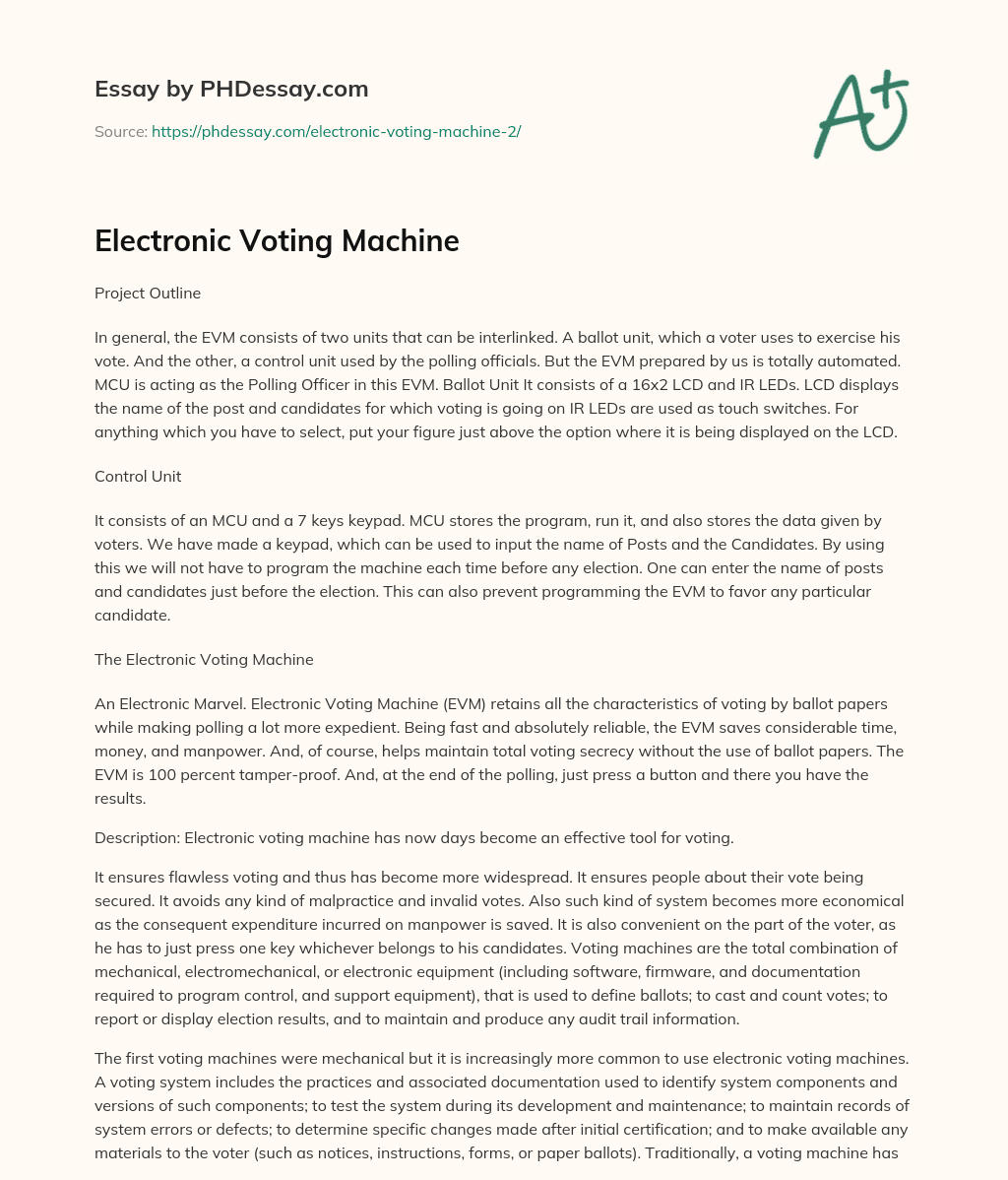 Electronic Voting Machine essay