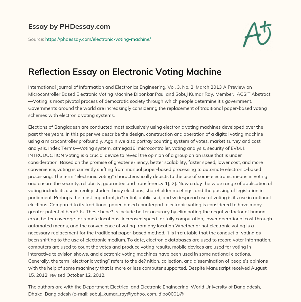 essay on electronic voting machine