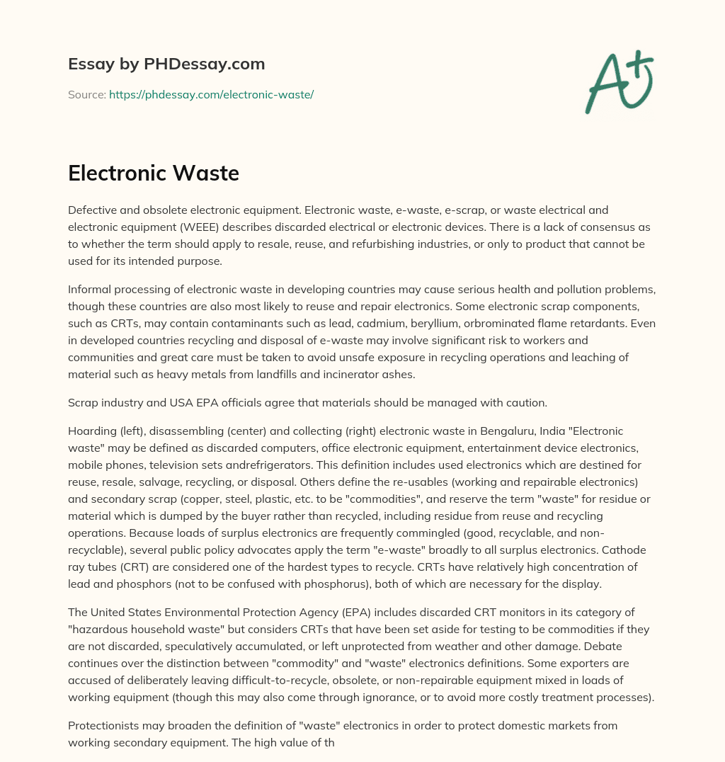 Electronic Waste essay
