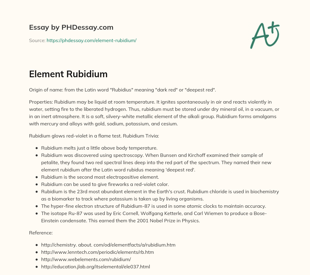 Element Rubidium essay