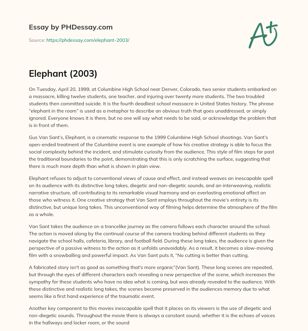 Elephant (2003) essay