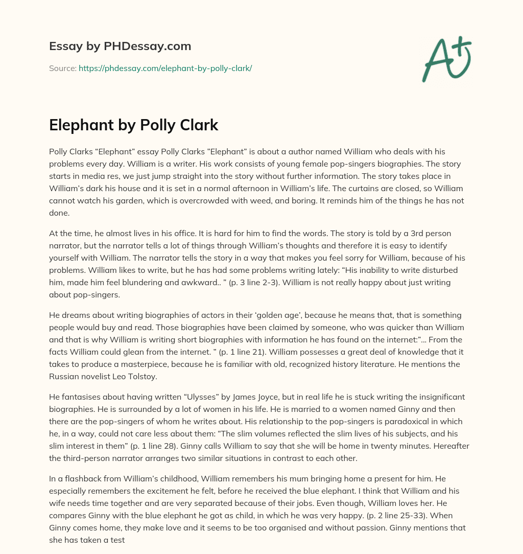 Elephant by Polly Clark essay
