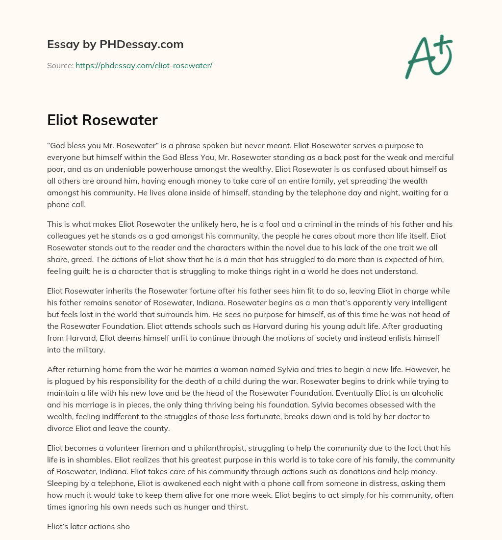 Eliot Rosewater essay