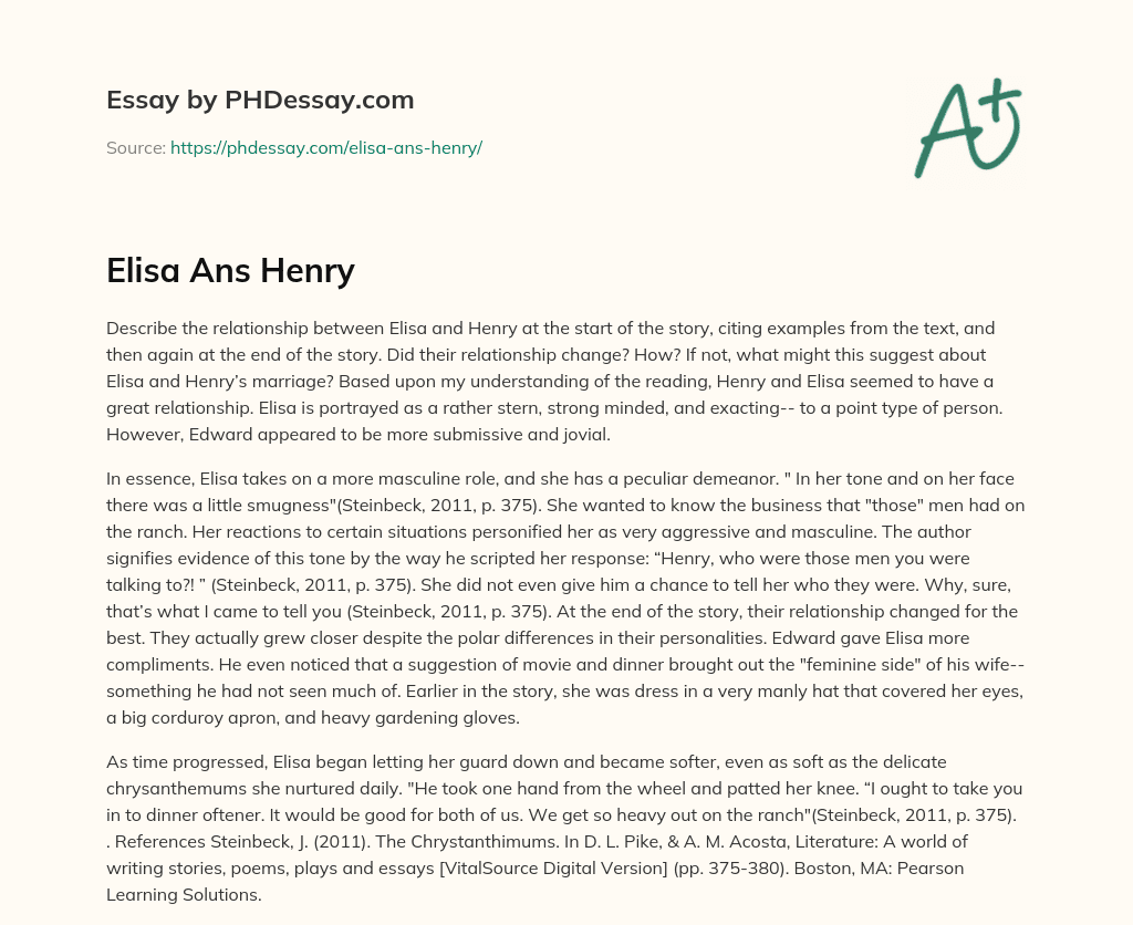 Elisa Ans Henry essay